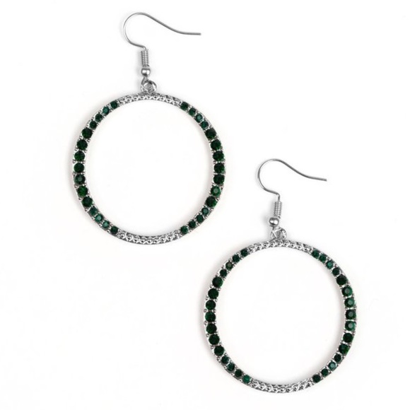 paparazzi Jewelry - 4 for $20 💚 Green Rhinestone Circle Dangle Earrings